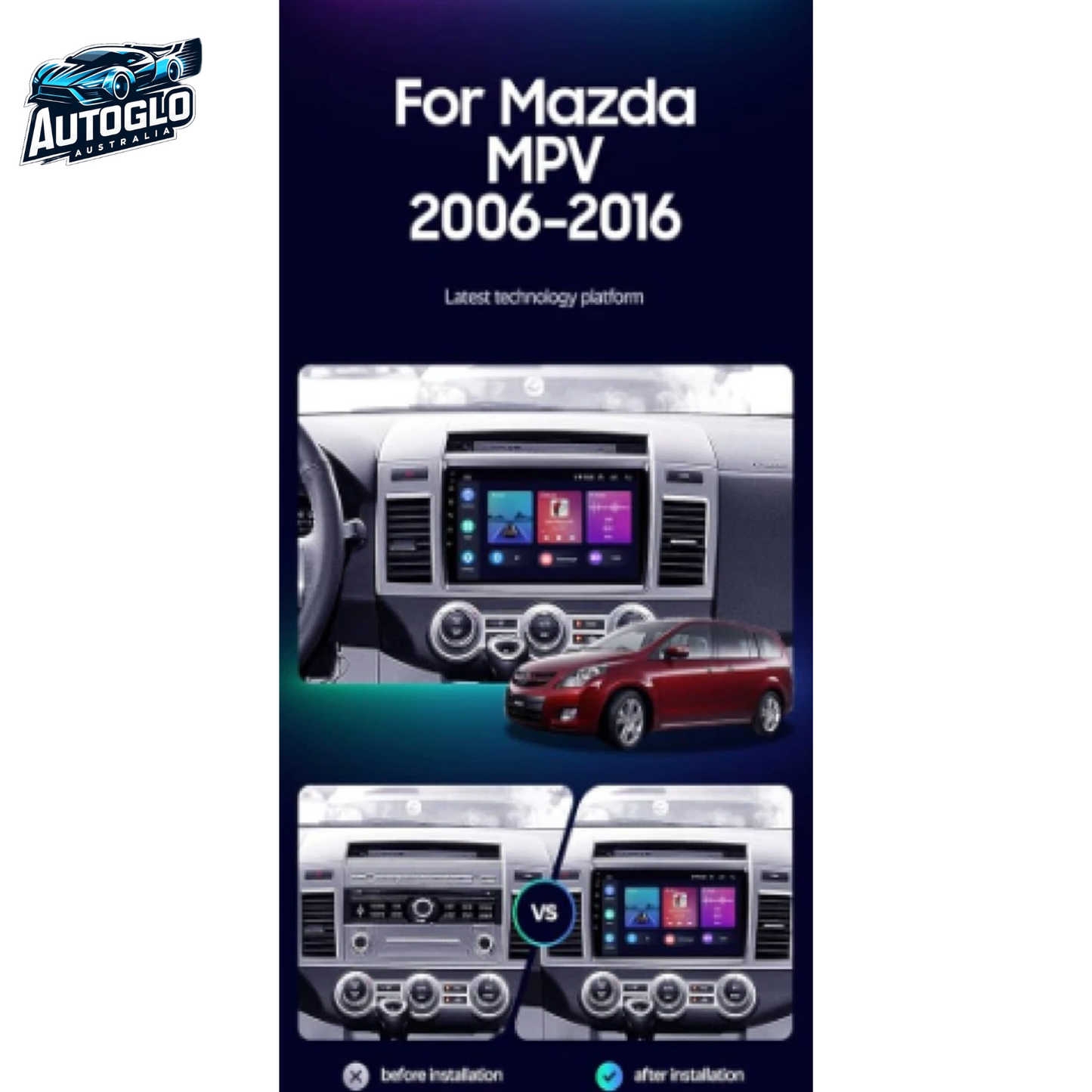 Autoglo Australia 9" (2G+32G) GPS BT WiFi CARPLAY ANDROID Stereo For MAZDA MPV LY (2006-16)