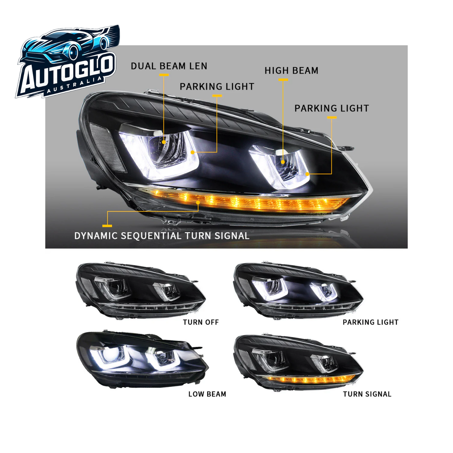 VLAND Projector Headlights for Volkswagen Golf 6 / MK6 2010-2014