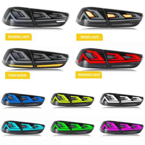 Autoglo Australia LED RGB Tail Lights for Mitsubishi Lancer 08-17 ES VRX EVO X Start Up Animation Rear Lights