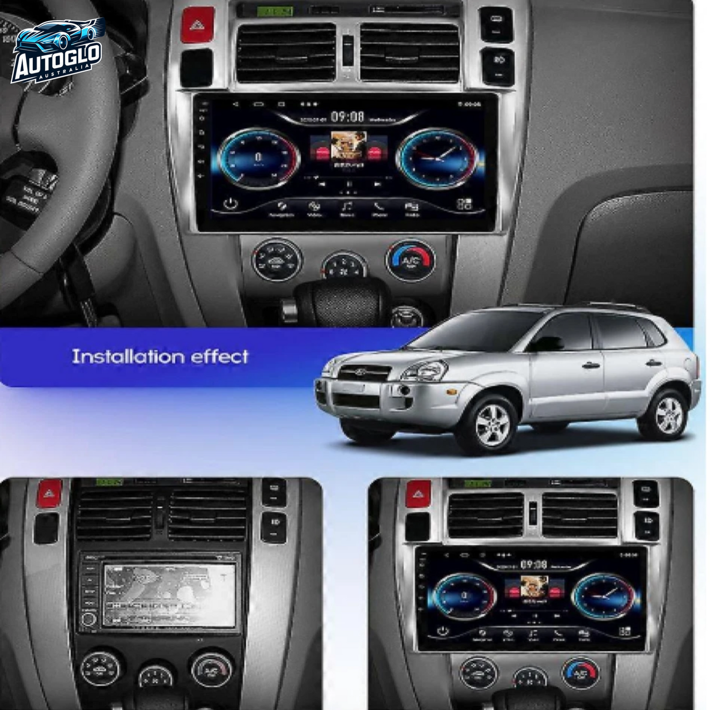 Autoglo Australia 10.1" Carplay Android 2GB+32GB BT GPS Stereo for HYUNDAI IX35 TUCSON (2004-09)