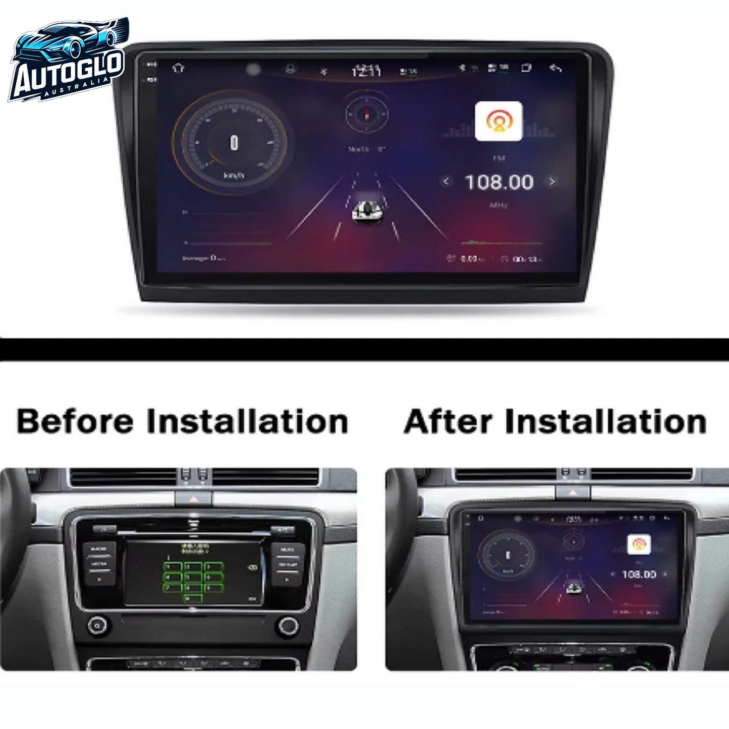 Autoglo Australia 10" Android Carplay BT GPS Stereo for Skoda Superb 2 (2GB+32G) 2008-15