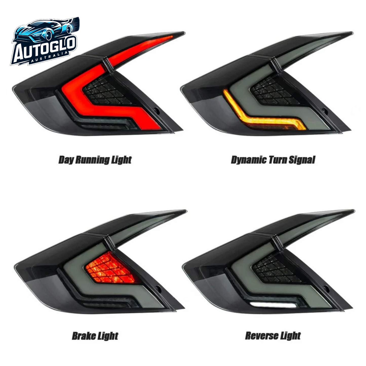 Autoglo Australia RGB LED Taillights Honda Civic 2016-2021 Colorful DRL Start UP Animation