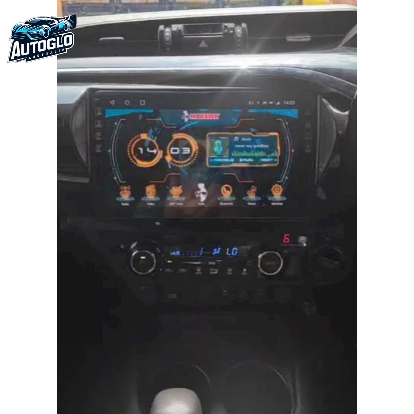 Autoglo Australia 10.1" Android Carplay Stereo for Toyota Hilux 2015-18 BT GPS (2GB+32GB) +Rev.Cam