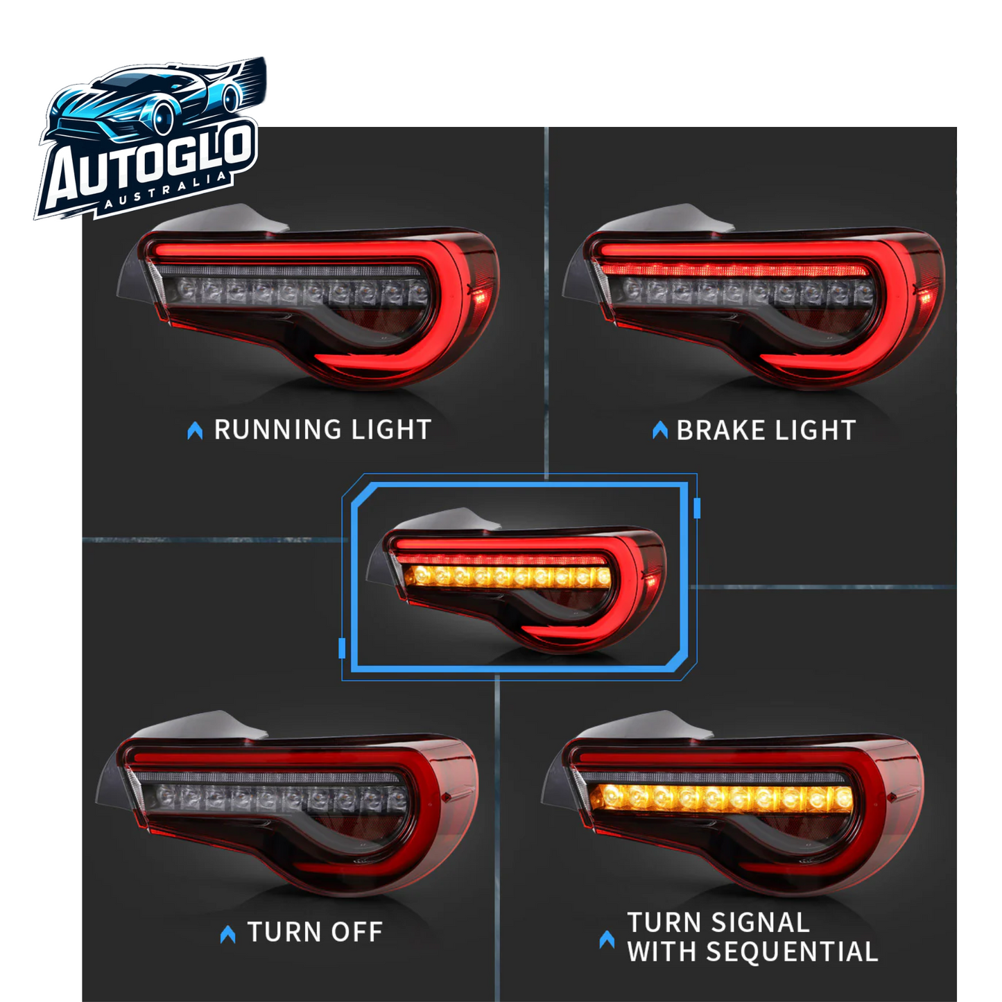 VLAND Set of Dual Beam Projector Headlights and Full LED Tail Lights for Toyota 86 and Subaru BRZ