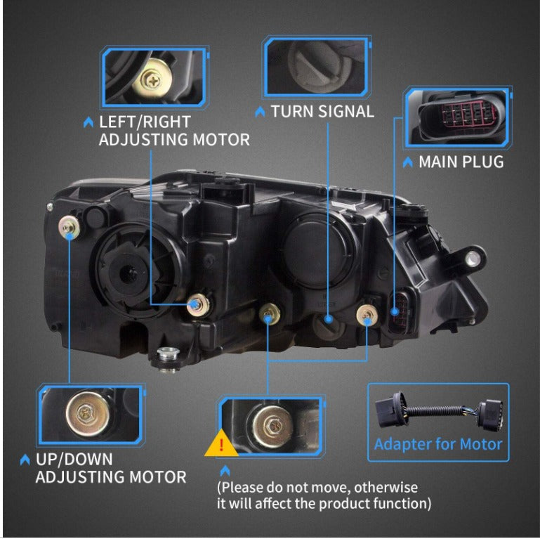 Vland 2Pcs LED Headlights For 2011-2014 Volkswagen VW Jetta MK6 Demon Eyes Lens