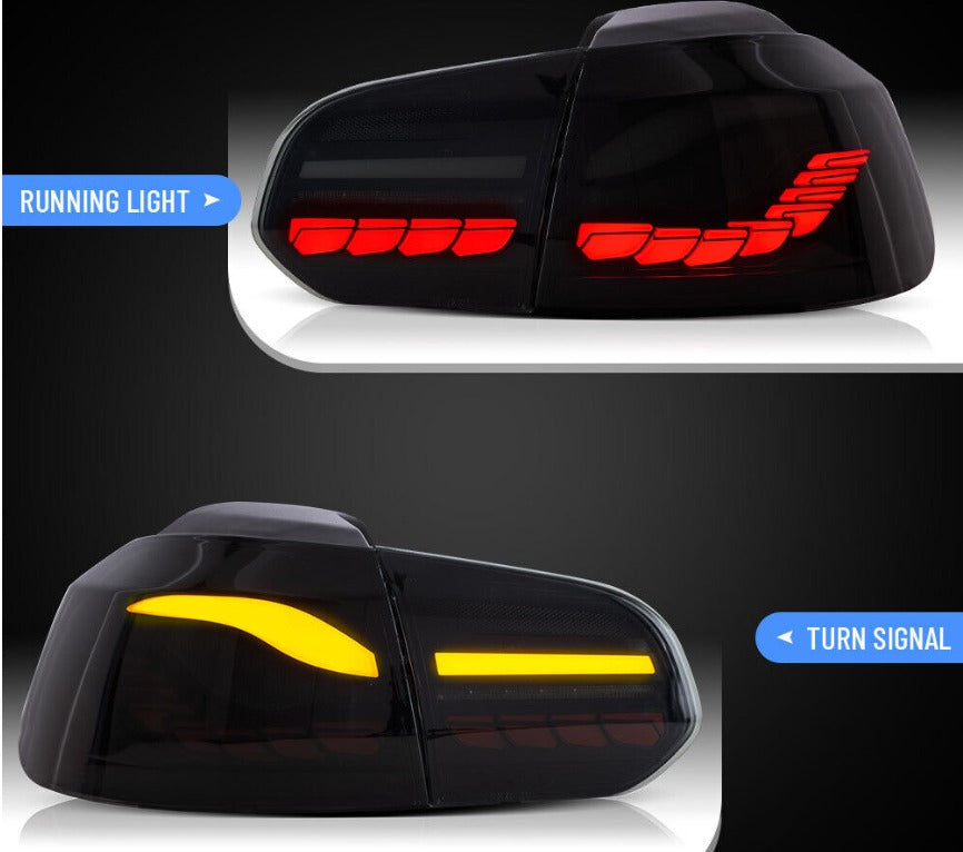 VLAND Smoked LED Tail Lights For 2008-2013 VW Volkswagen Golf6 MK6 W/Sequential
