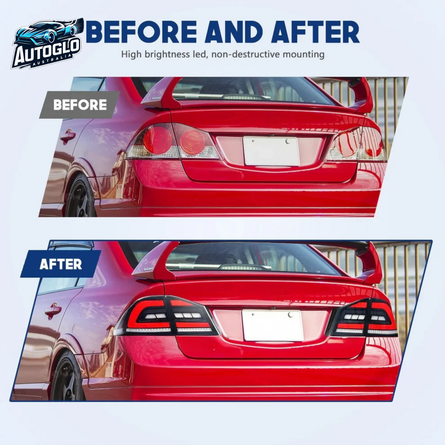 Autoglo Australia LED Tail Light Kit for Honda Civic FD2/FD3 Sedan & Type R 2006-2011