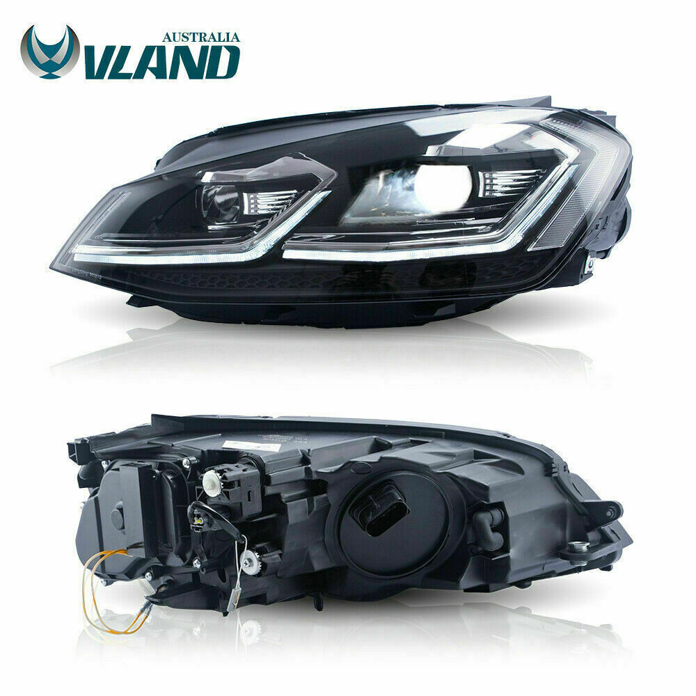 Projector Headlights LED DRL & LED Sequential Signal For 2013-2018 VW MK7 Golf 7