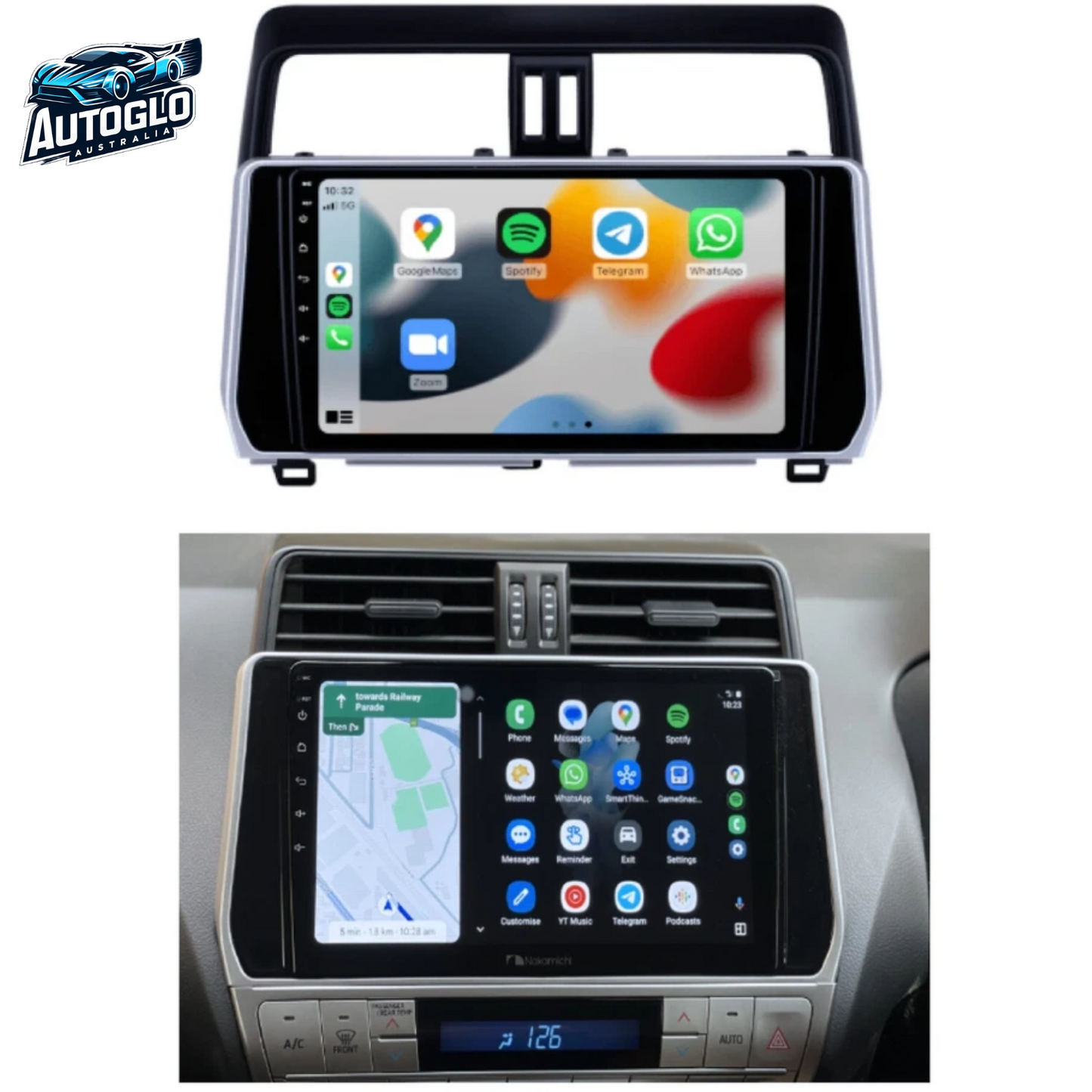Autoglo Australia 10.1" Carplay Android 2GB+32GB BT GPS NAVI Stereo for TOYOTA PRADO 150 (2020-23)