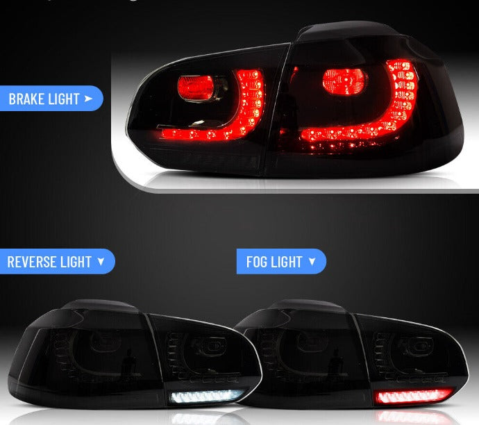 VLAND Smoked LED Tail Light For 2008-2014 Volkswagen Golf 6 MK6 GTI R Rear Lamps