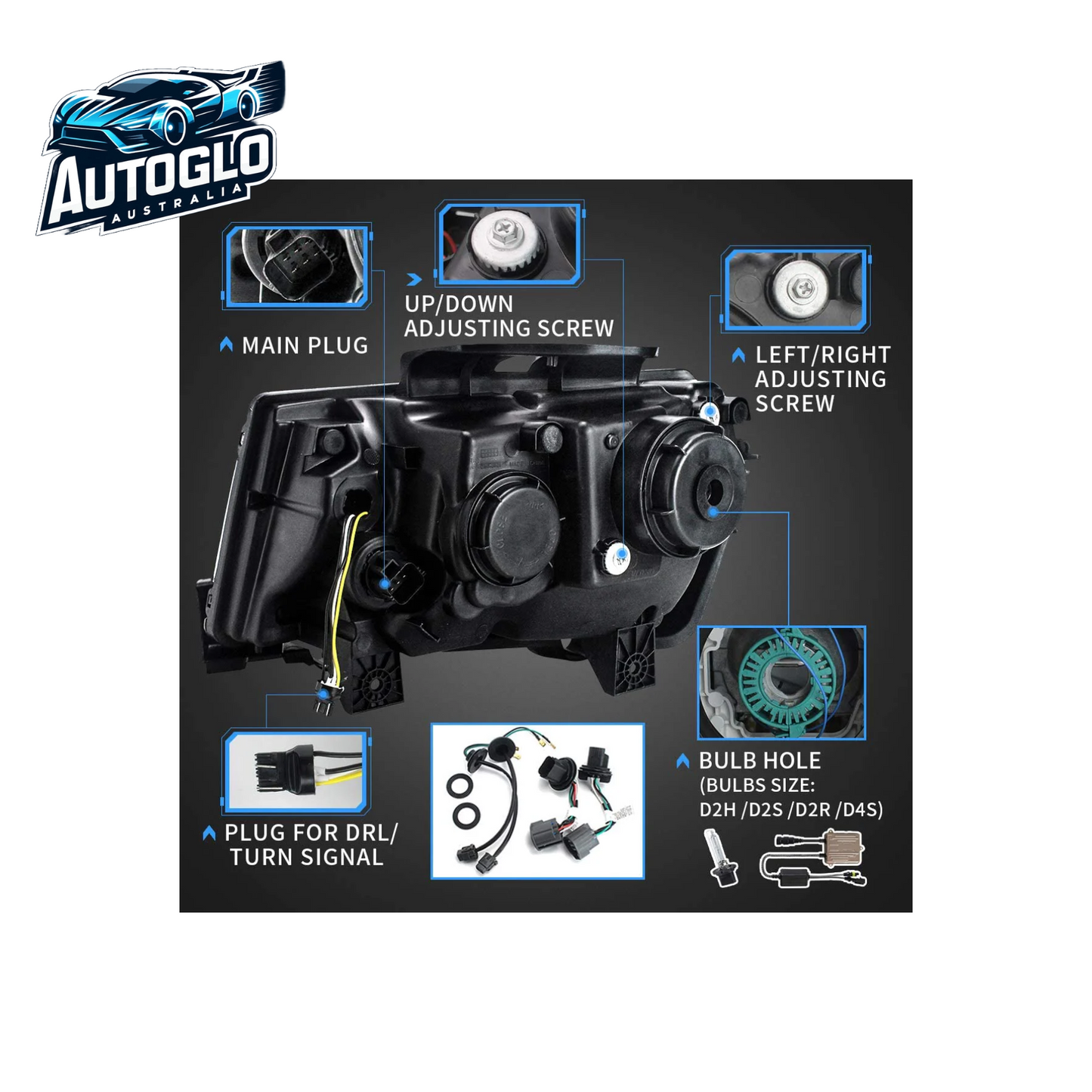 Vland RGB Dual Beam Headlights For Chevy Camaro 2014 2015 With Amber Sequential, Multicolor DRL colors