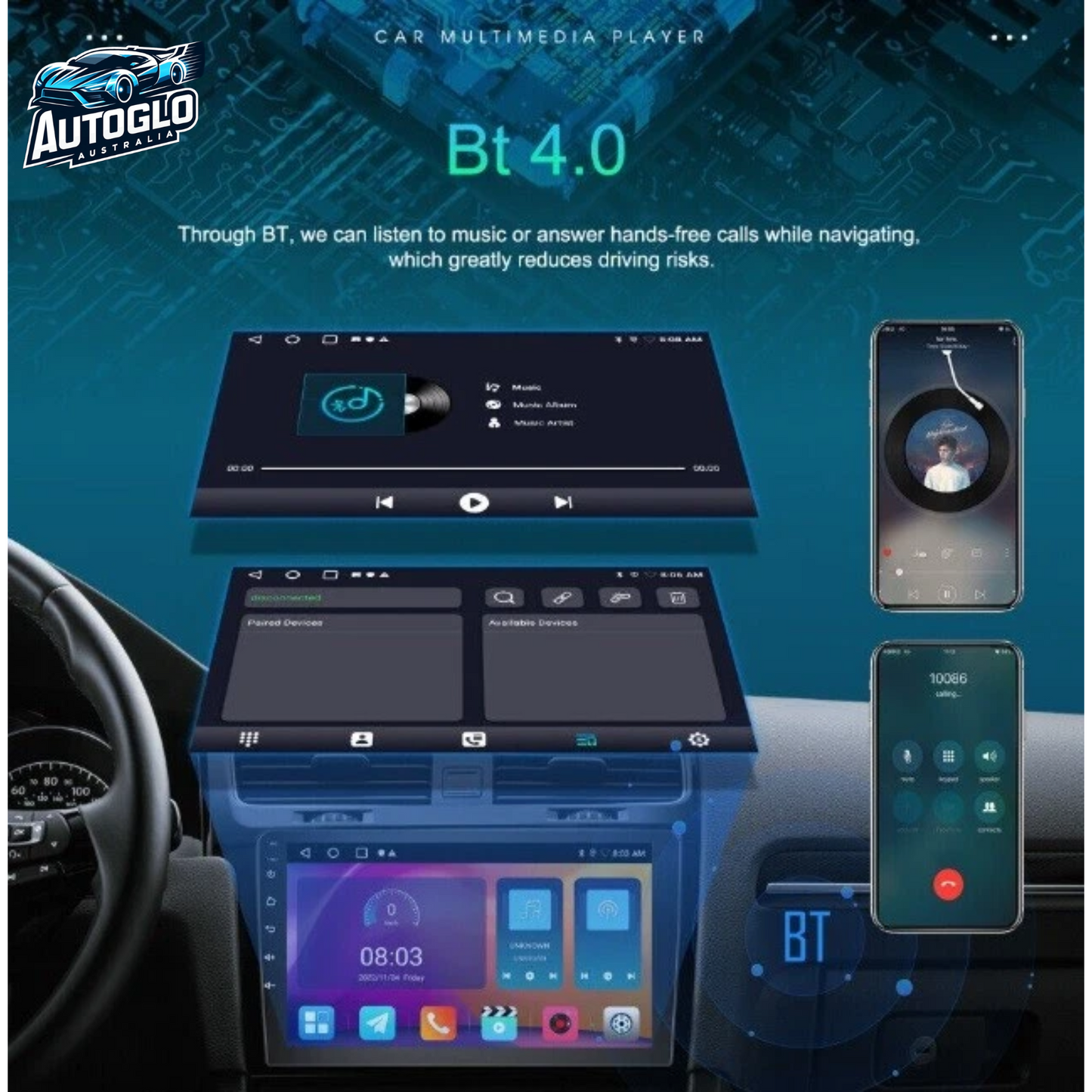 Autoglo Australia 10.1" Android 13 Carplay BT GPS Stereo for Toyota RAV4 2GB+32GB (2018-2020)