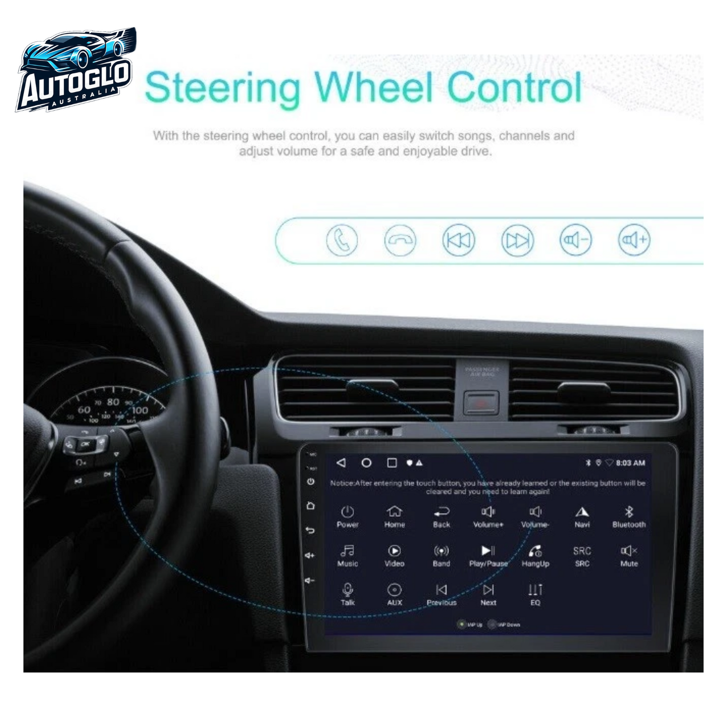 Autoglo Australia 9" Double DIN CarPlay Android Stereo GPS BT WiFi 2G+32G + Camera Mic - GIFTs