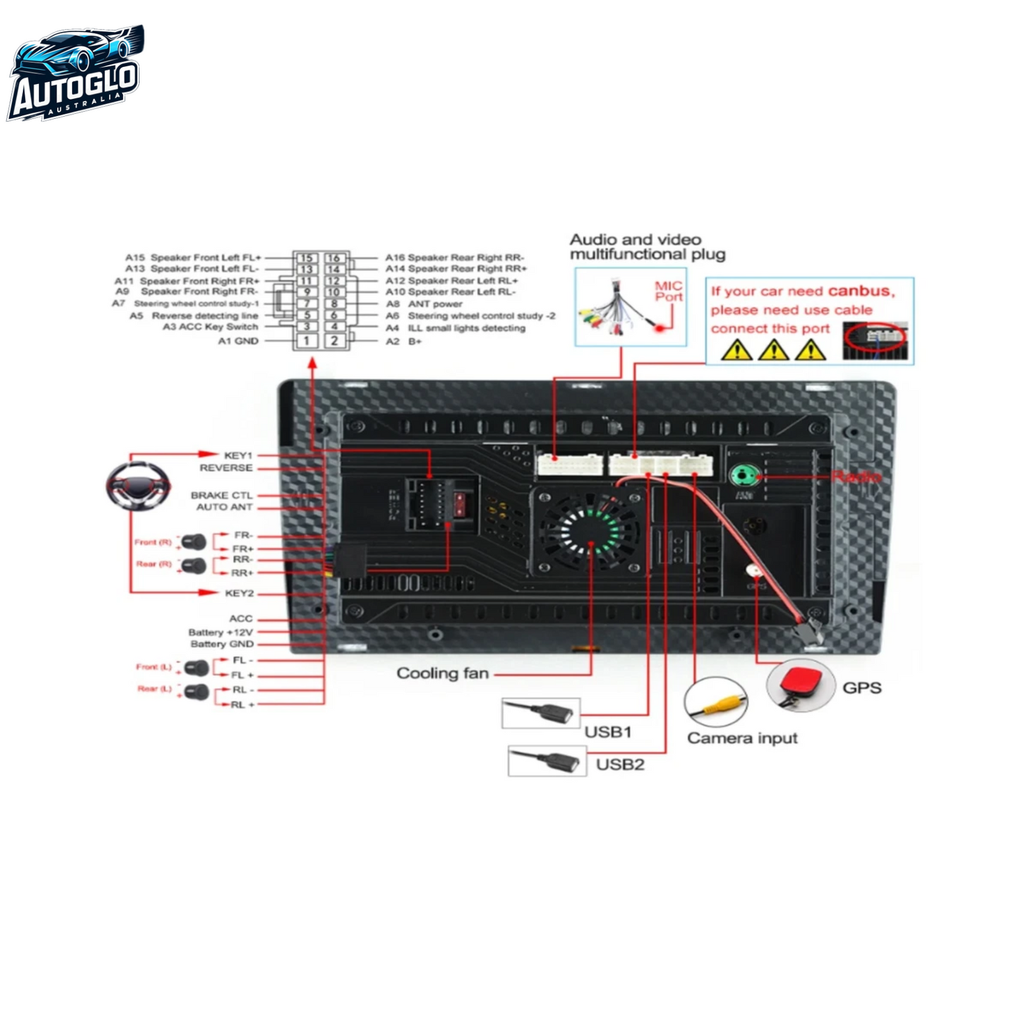 Autoglo Australia 9" (2G+32G) GPS BT WiFi CARPLAY ANDROID Stereo For Holden Comm. VF (2013-17)