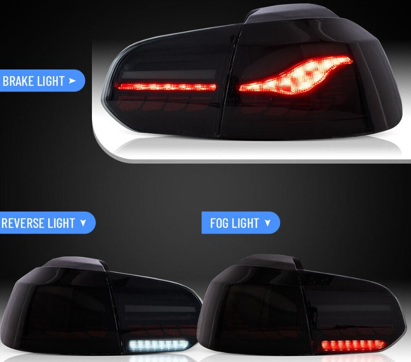 VLAND Smoked LED Tail Lights For 2008-2013 VW Volkswagen Golf6 MK6 W/Sequential