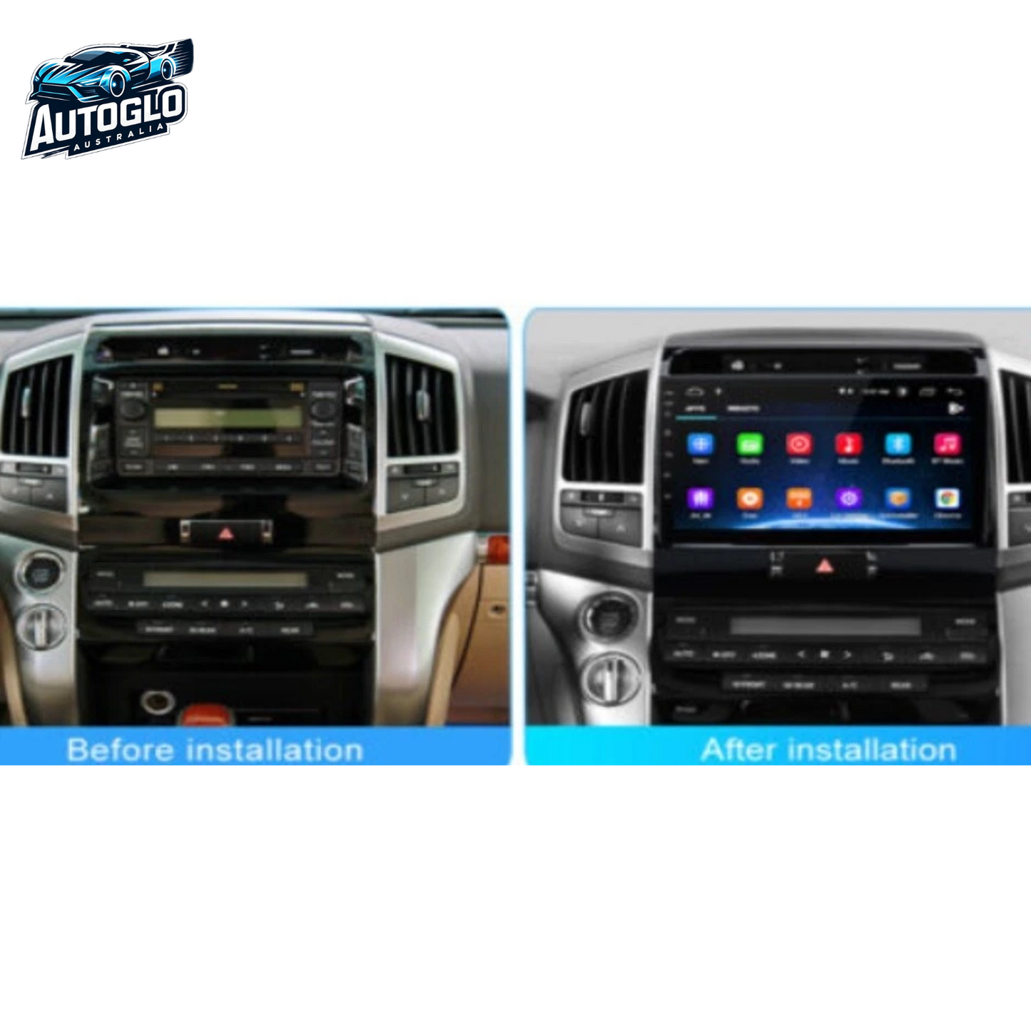 Autoglo Australia 10.1" Carplay Android 13 GPS BT Stereo for TOYOTA LANDCRUISER (2+32GB) 2007-15