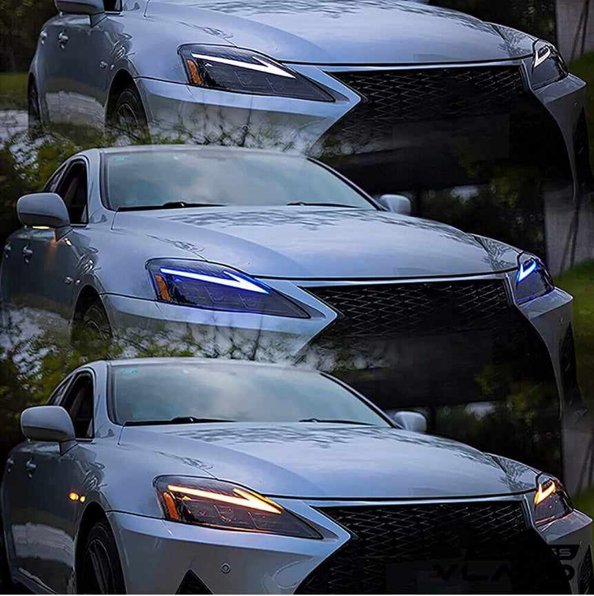 LED Projector Headlights For 2006-2013 Lexus IS250 IS350 ISF Dynamic Blue DRL