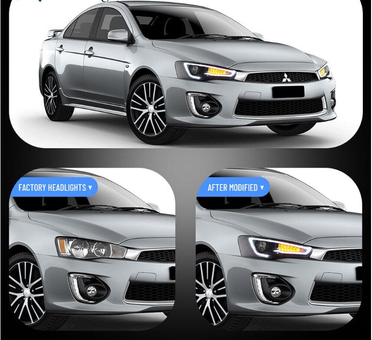 VLAND LED Projector Headlights + D2H LED Bulbs For 2008-2017 Mitsubishi Lancer