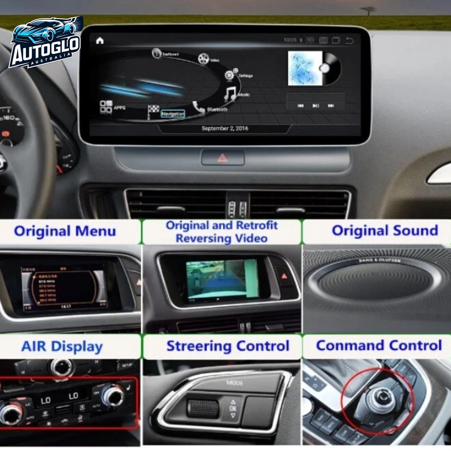 Autoglo Australia 10.25" Android Carplay Stereo BT GPS For Audi A4 B8 A5 (2009-16 High)- 8G+64G