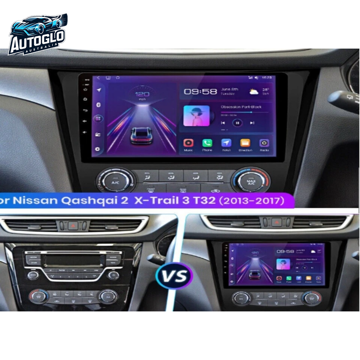 Autoglo Australia 10.1" Android Carplay Stereo for Nissan Qashqai X-Trail T32 - 2012-22 (2GB+32G)