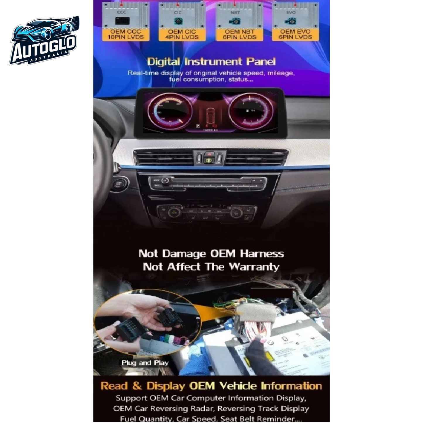 Autoglo Australia BMW 3 Series E90/91 5 Series E61/61 12.3" XL FHD Carplay Android Stereo BT CIC