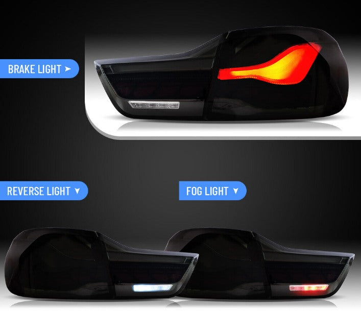 VLAND LED Tail Lights for BMW M4 F82, F83, F32, F36 (2013-2020), sleek design with red lens