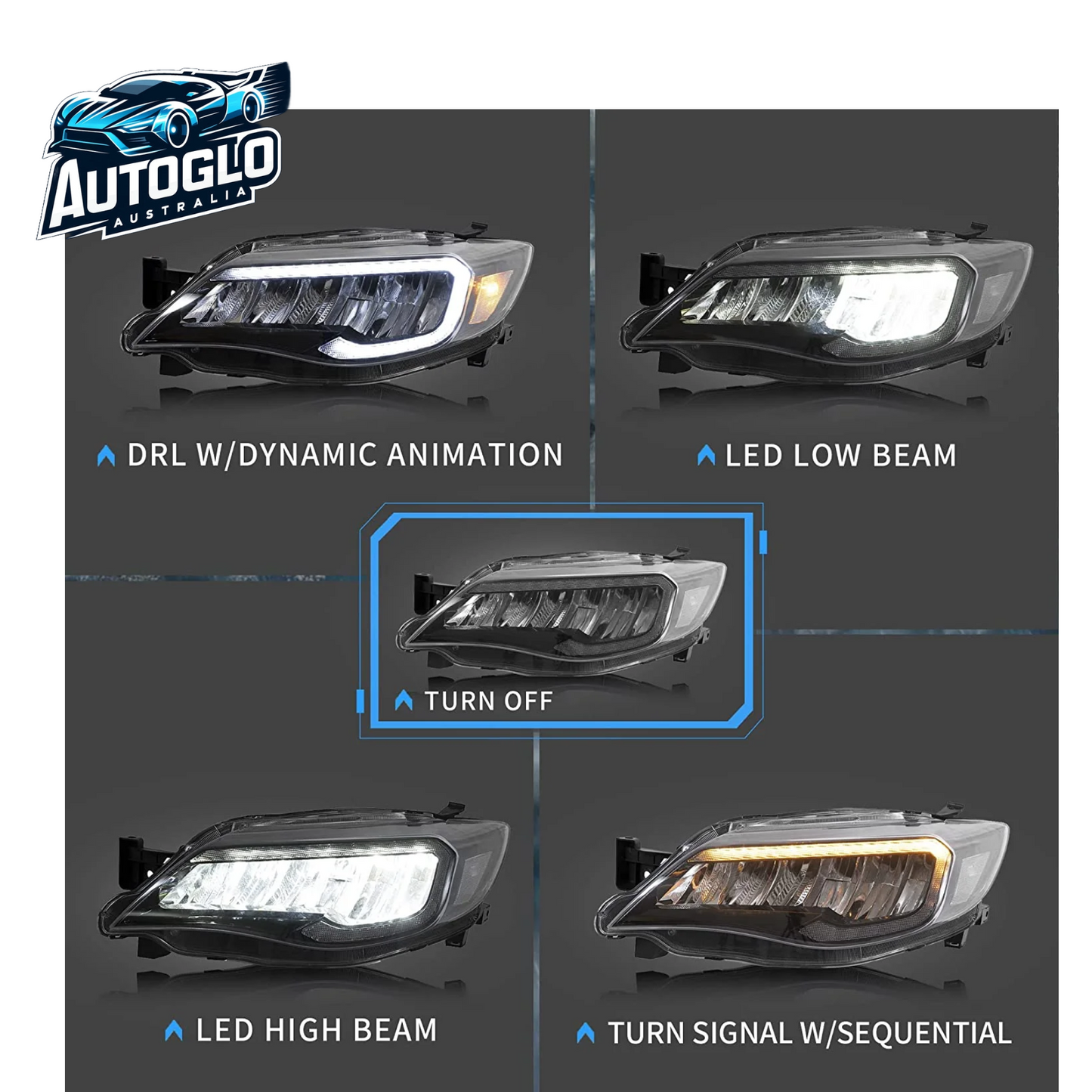 VLAND LED Headlights For Subaru WRX STI 2008-2014 With Animation Breathing DRL