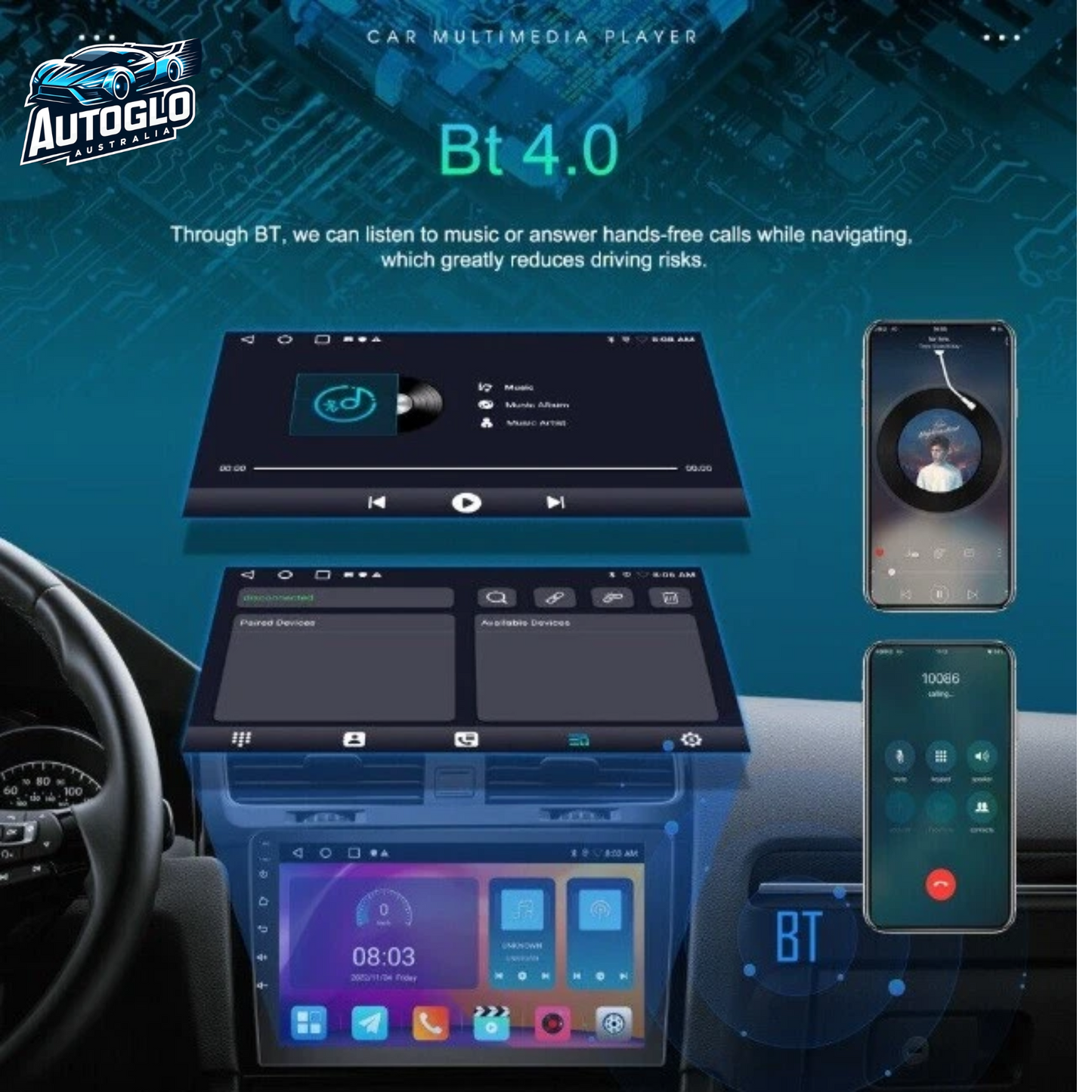 Autoglo Australia 10.1" Carplay Android 13 GPS BT Stereo for TOYOTA LANDCRUISER (2+32GB) 2007-15