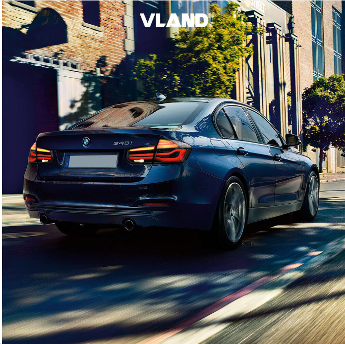Autoglo Australia's VLAND LED Tail Lights for BMW 3 Series/M3 (2012-2018), featuring sleek design with Smoked lens