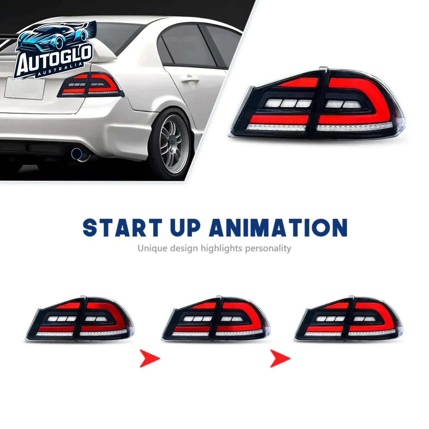 Autoglo Australia LED Tail Light Kit for Honda Civic FD2/FD3 Sedan & Type R 2006-2011