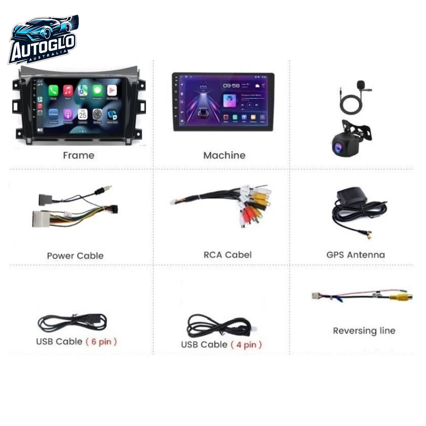 Autoglo Australia 9" (2G+32G) GPS BT WiFi CARPLAY ANDROID Stereo For NISSAN NAVARA NP300 (2015-18)