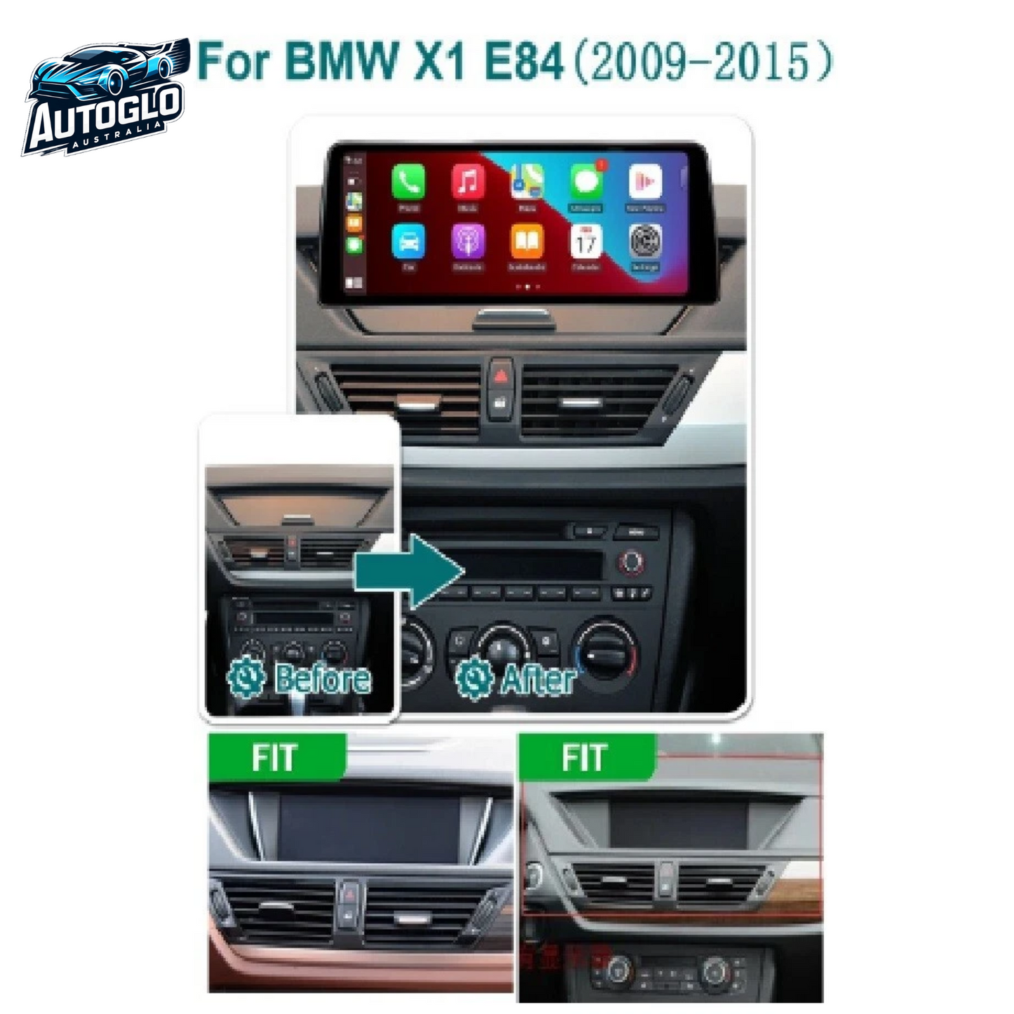 Autoglo Australia BMW X1 E84 (With No Screen) 12.3" XL FHD Carplay Android BT GPS 4G Auto Stereo