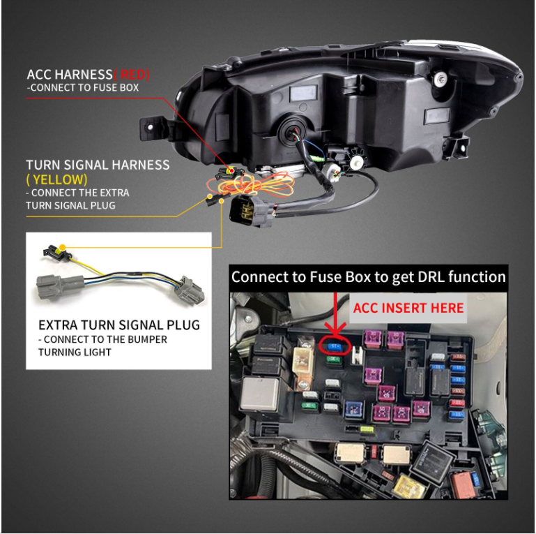 VLAND LED Projector Headlights For 2015-2021 Subaru WRX w/ Sequential Indicators