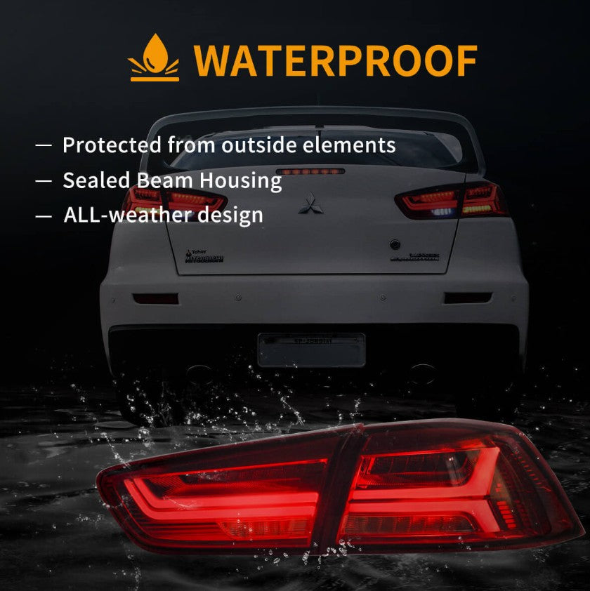 Red LED Tail Lights For 2008-18 Mitsubishi Lancer EVO Sedan W/Sequential Signal
