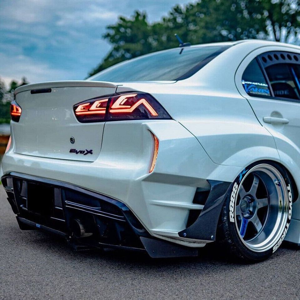 LED Smoked Tail Lights for Mitsubishi Lancer 08-17 EVO X Start Up Animation Rear Lights