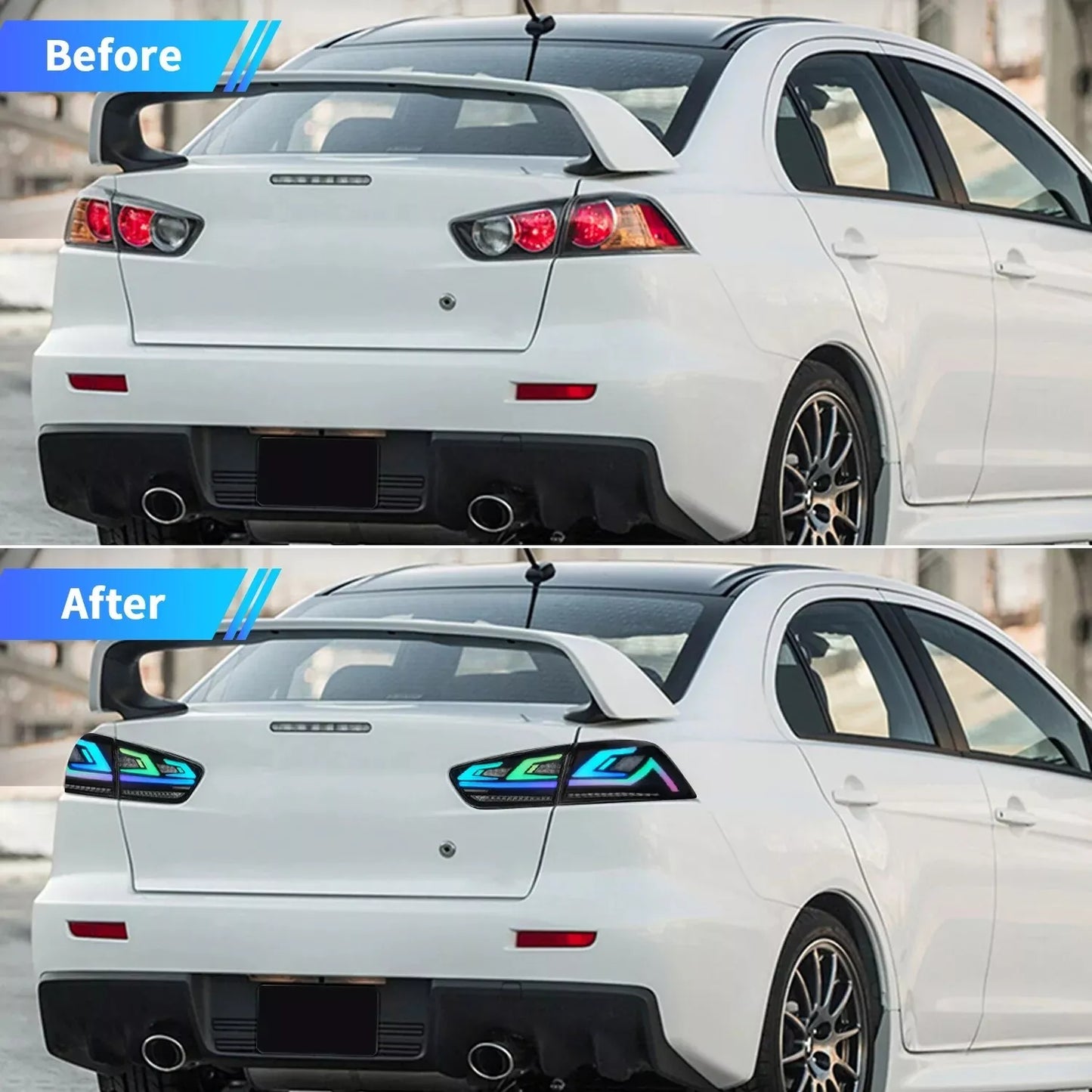 Autoglo Australia LED RGB Tail Lights for Mitsubishi Lancer 08-17 ES VRX EVO X Start Up Animation Rear Lights