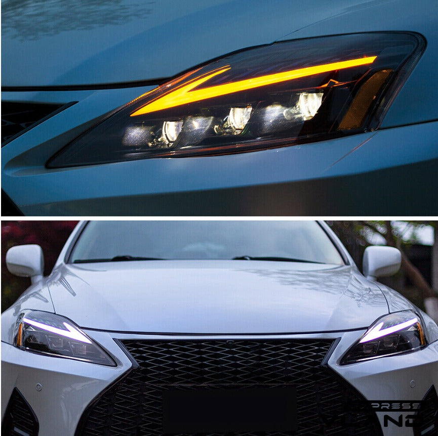 LED Projector Headlights For 2006-2013 Lexus IS250 IS350 ISF Dynamic Blue DRL