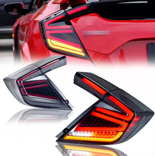 Autoglo Australia Smoked Fully LED Aftermarket Taillights For 2016-2021 Honda Civic Hatchback V2 - Autoglo Australia