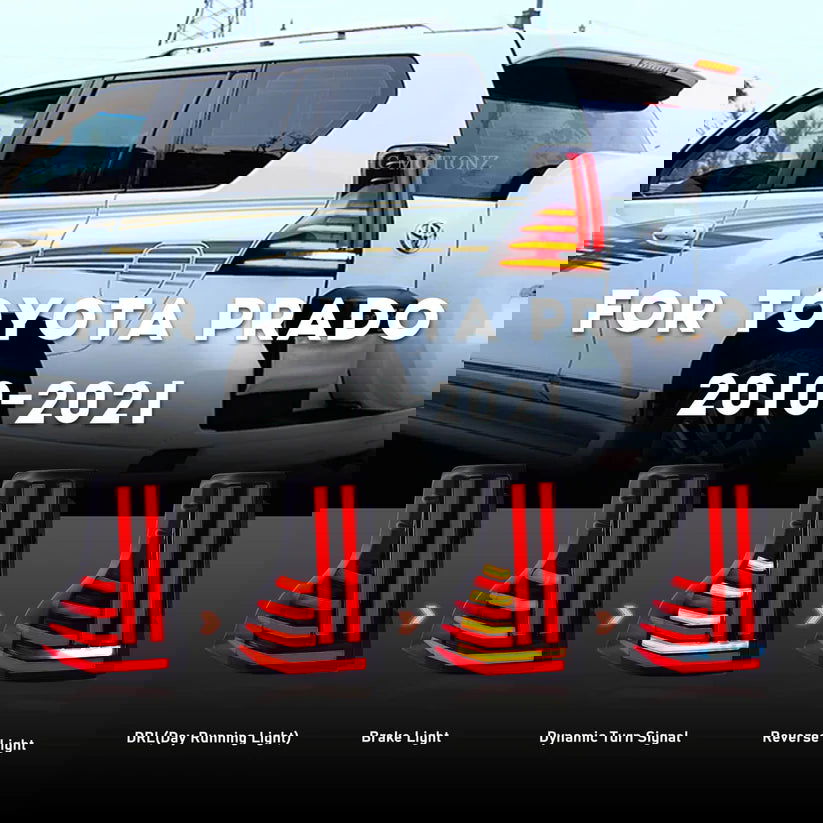 Autoglo Australia Smoked Taillights for 2010-2021 Toyota Prado V1 - Autoglo Australia