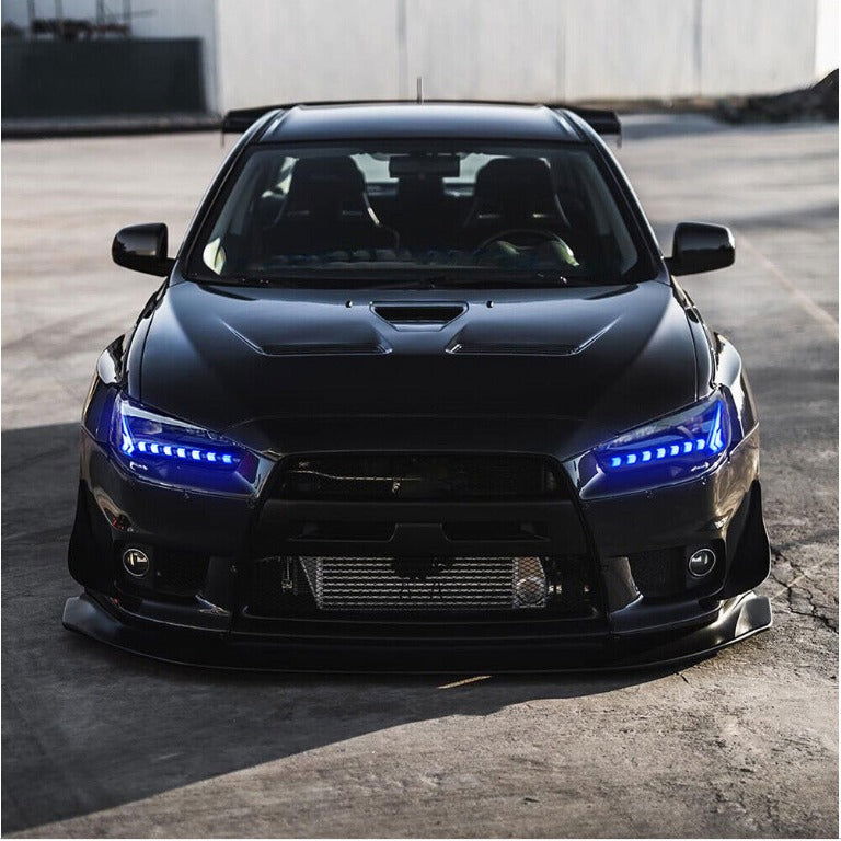 Autoglo Australia Full LED Headlights For Mitsubishi Lancer EVO X 2008-2017 w/Demon Eyes DRL - Autoglo Australia