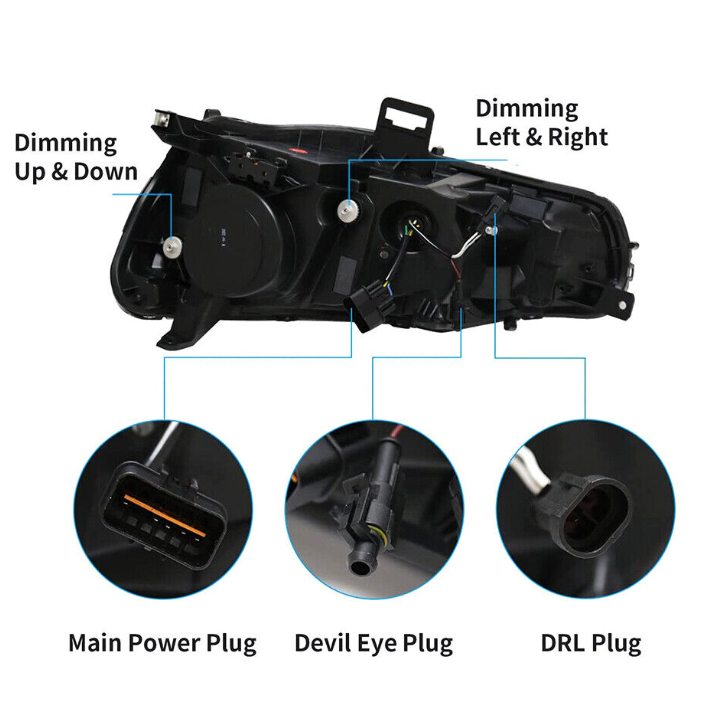 Autoglo Australia Full LED Headlights For Mitsubishi Lancer EVO X 2008-2017 w/Demon Eyes DRL - Autoglo Australia