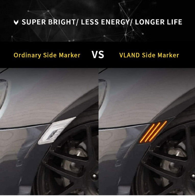 Black LED Side Marker Lights For 13-20 Subaru BRZ FR-S GT86 w/Sequential Signal - Autoglo Australia