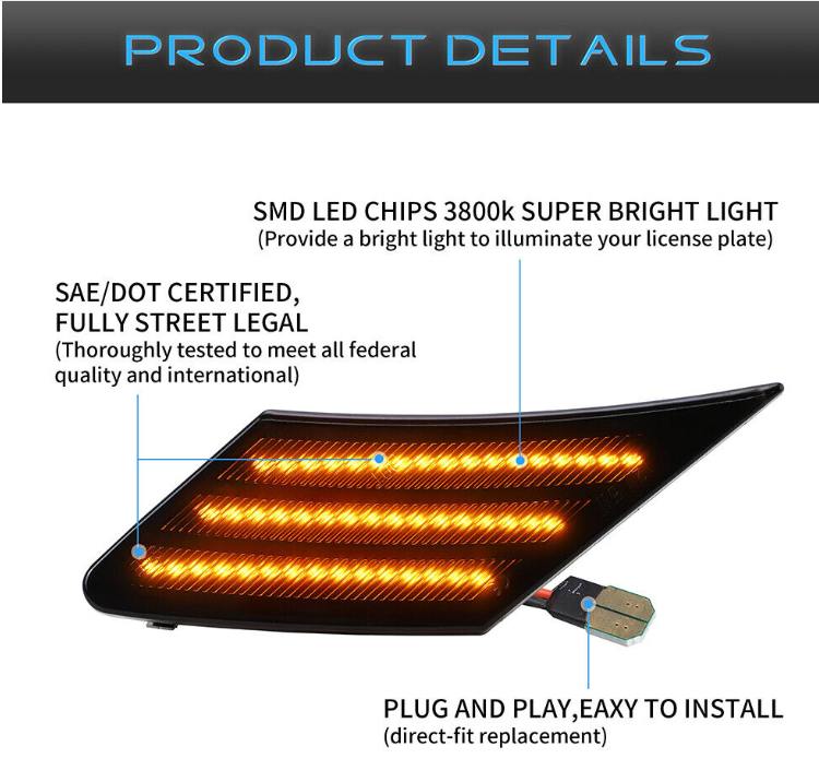 Black LED Side Marker Lights For 13-20 Subaru BRZ FR-S GT86 w/Sequential Signal - Autoglo Australia