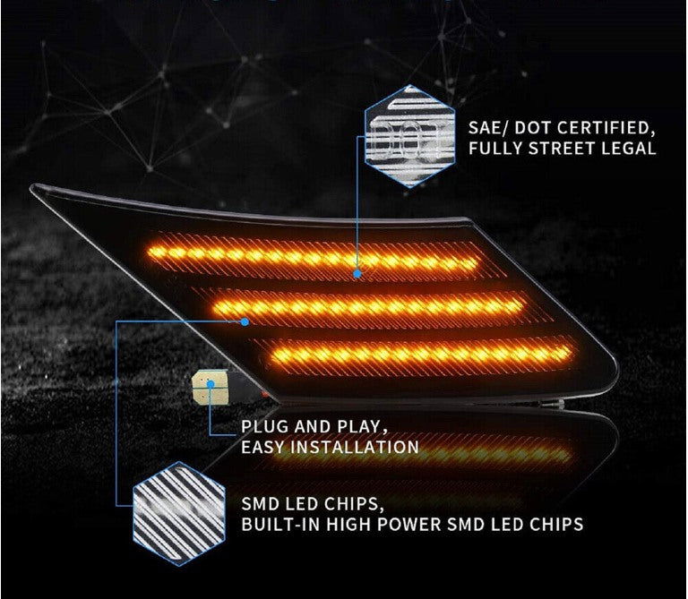 Black LED Side Marker Lights For 13-20 Subaru BRZ FR-S GT86 w/Sequential Signal - Autoglo Australia