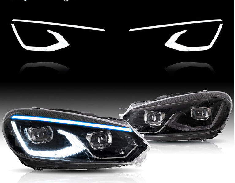 Blue DRL LED Headlights For Volkswagen Golf 6 MK6 2008-2013 W/Start-up Animation - Autoglo Australia