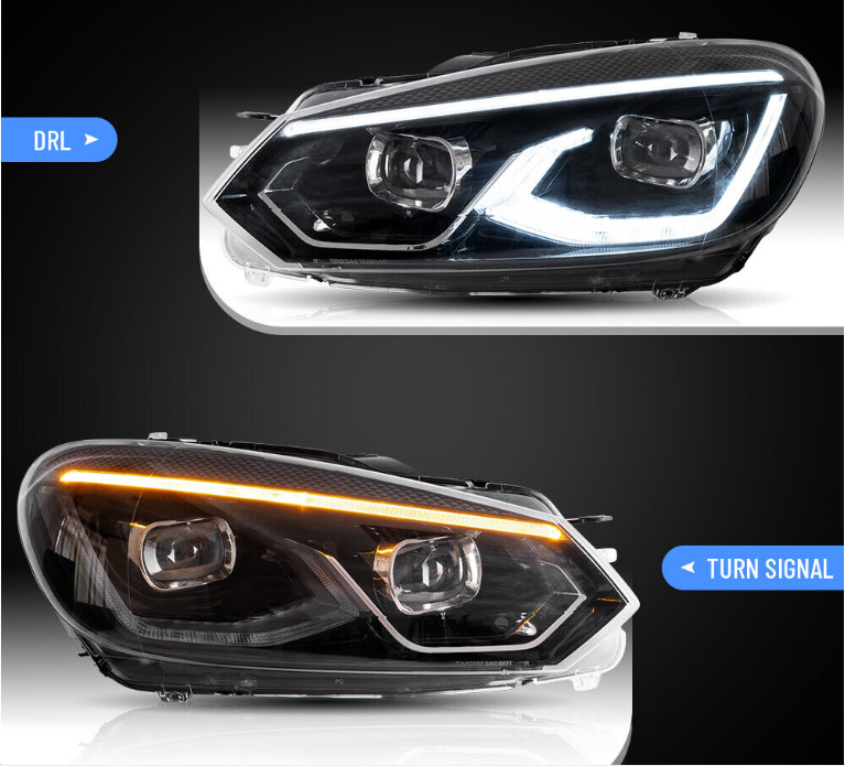 Blue DRL LED Headlights For Volkswagen Golf 6 MK6 2008-2013 W/Start-up Animation - Autoglo Australia