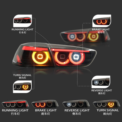LED Smoked Tail Lights for Mitsubishi Lancer 08-17 EVO X Start Up Animation Rear Lights V3