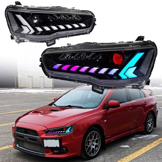 Autoglo Australia Full LED RGB Headlights For Mitsubishi Lancer Sedan 2008-2017 w/Demon Eyes DRL
