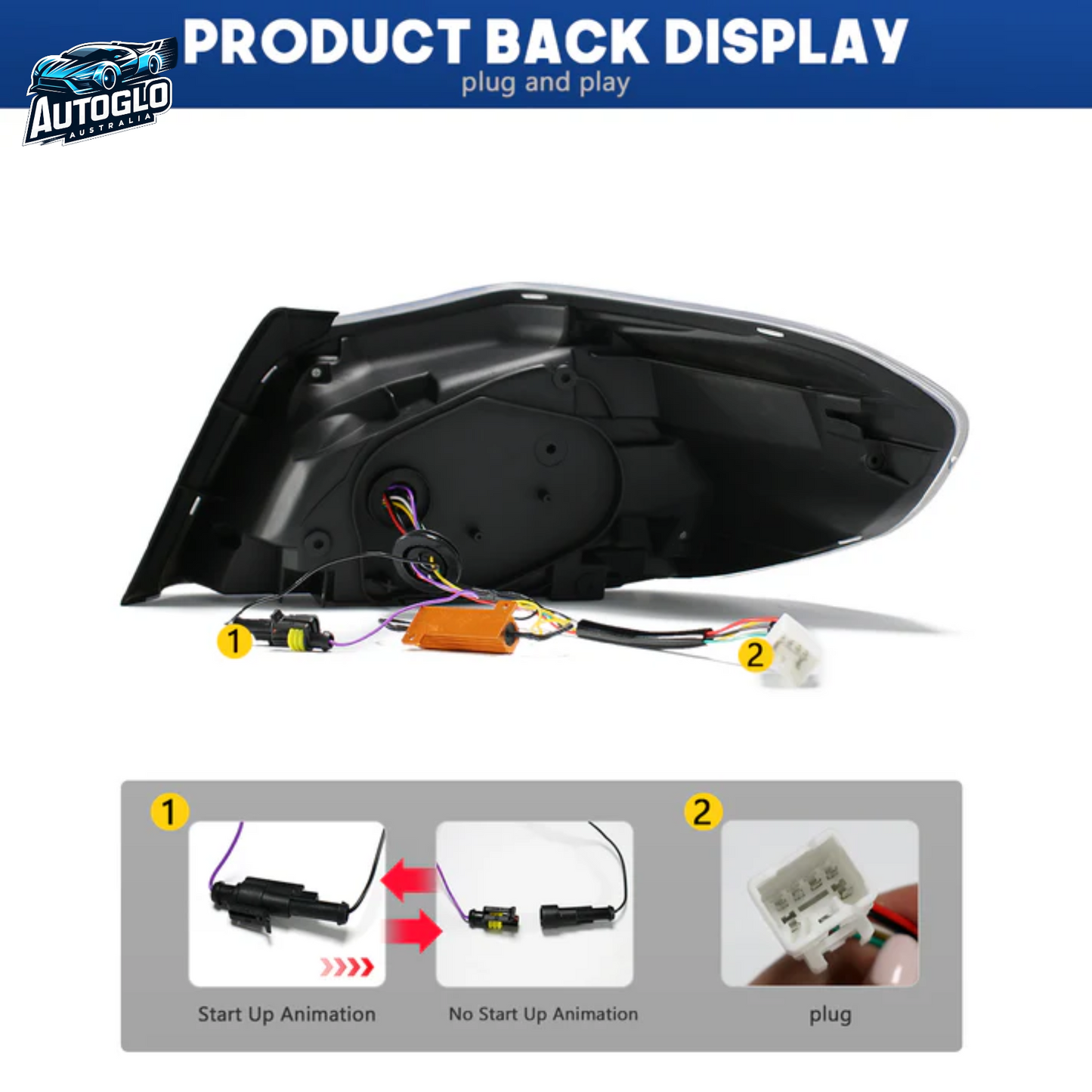 Autoglo Australia LED Tail Lights for Toyota Subaru WRX STI 2015-2021 DRL Start UP Animation Rear Back Lamps