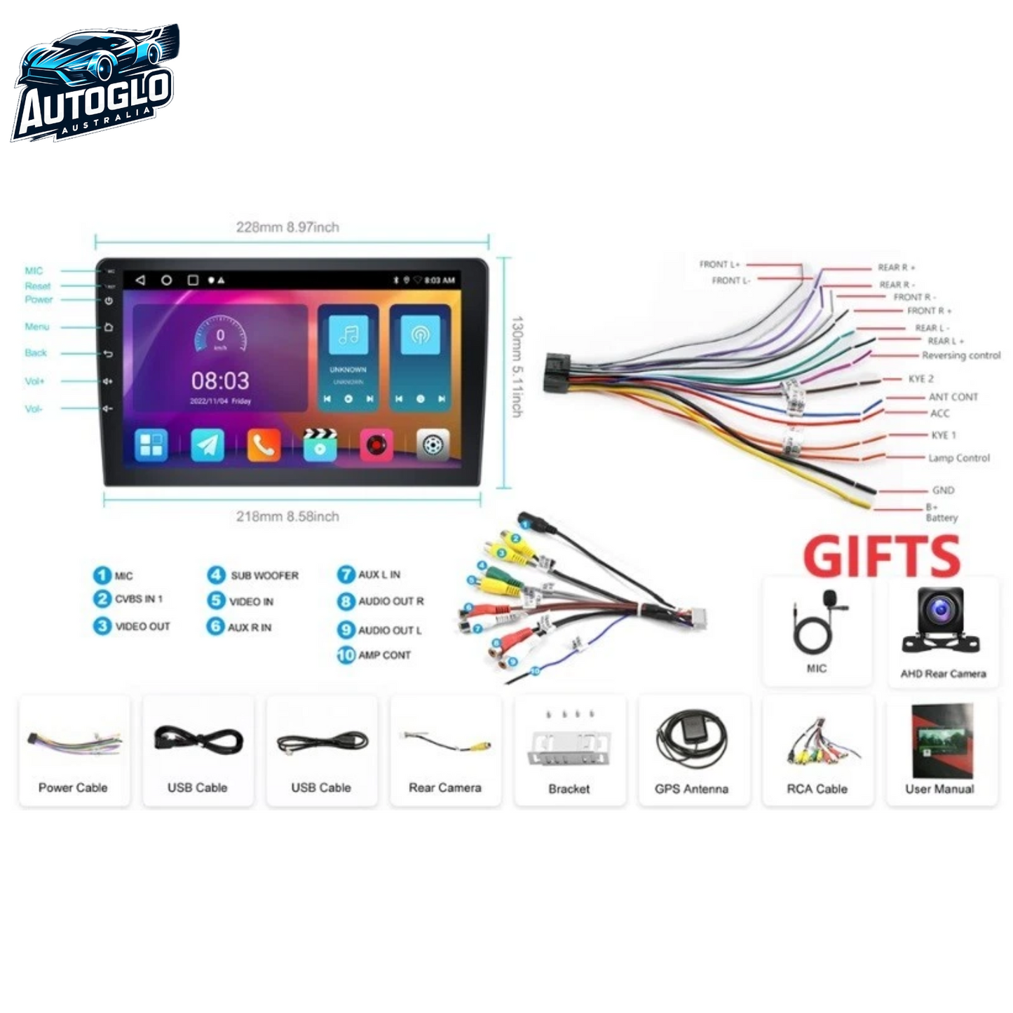 Autoglo Australia 9" Android 12 Stereo Carplay for Lexus RX300 RX330 RX350 (2003-12)